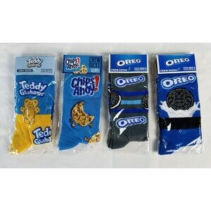 New Novelty Crew Socks Men's 6-12 Cookies Teddy Grahams Chips Ahoy Oreos(2)  Fun